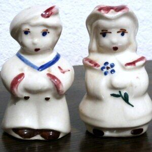 Vintage SHAWNEE POTTERY Girl & Boy Salt & Pepper Shakers, 3.25" Tall